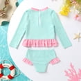 thumbnail image 4 of Younger Tree Baby Girl Swimsuit Long Sleeve Rash Guard Top Bikini Swimwear 2 Piece Set for 12-18 Months, 4 of 8