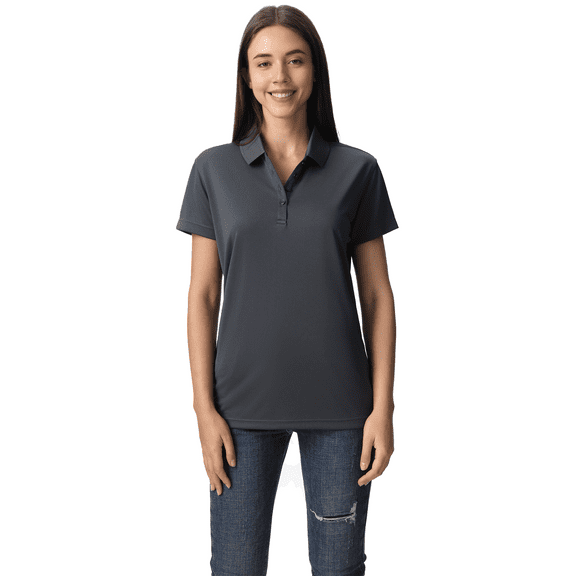 Zfeel Women High Performance Pure Dry Fit Poly Polo, Comfortable Short Sleeve Shirt, Iron Grey, M