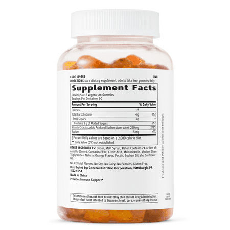 GNC Vitamin C Gummies 250mg | Provides Immune Support | Orange | 120 Gummies