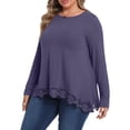 thumbnail image 3 of Cueply Womens Plus Size Tops Long Sleeve Shirts Crewneck Lace Tunic Blouses XL-4XL, 3 of 6