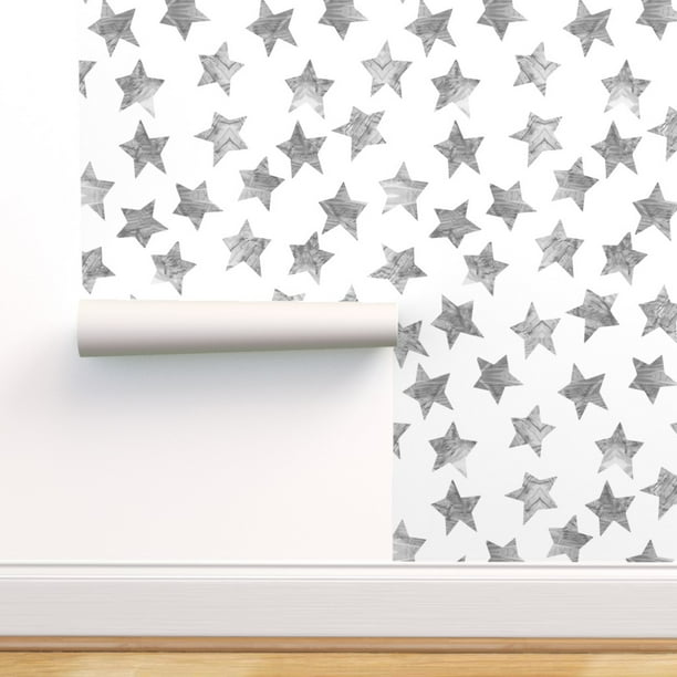 Peel & Stick Wallpaper 9ft x 2ft - Watercolor Dreams Grey Star Sky