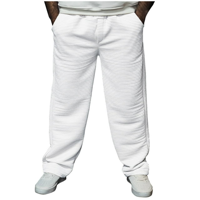 Ceisia Men Casual Sport Solid Color Pants Elastic Waist Drawstring Pocket Gift Trousers