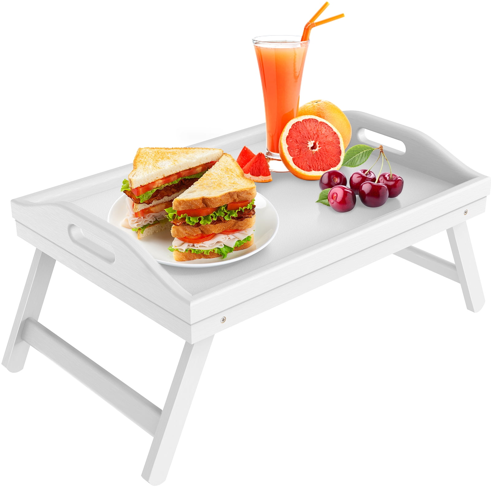 Bamboo Bed Tray Table Foldable Breakfast Tray with Handle Serving Tray ...