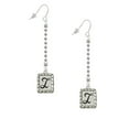 thumbnail image 2 of Delight Jewelry Silvertone Pebble Border Initial - I - Silver-tone Long Sparkle Dangle French Earrings, 2 of 4