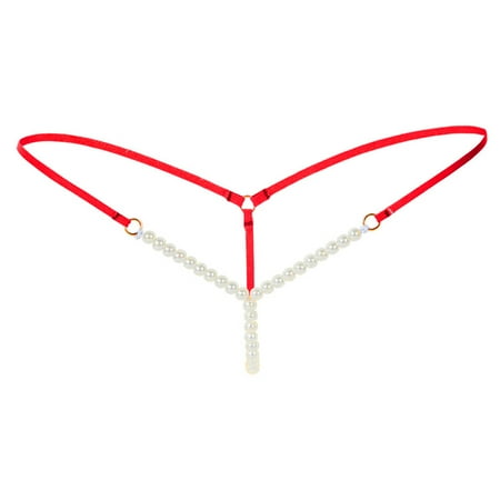 Waist Beaded Bodice - Women Beading G-String Solid Low Waist Hollow Straps T-pants Underwear