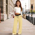 thumbnail image 2 of Mnyotv Straight Wide Leg Pants Girls Fashion High Waist Baggy Sweatpants Drawstring Trousers with Pocekts Size 12-13 Years, 2 of 6