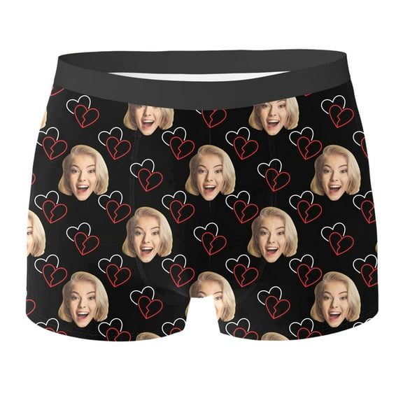 Wxolcjlv Mens Boxer Briefs Valentine's Day Diy Printing Custom Underwear With Face Custom Trendy Graphic Boxers Male Holiday Gifts Brick Red L