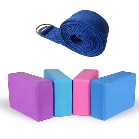 RENACLIPY Lightweight Portable Yoga Blocks and Non Stretch Cotton Strap for Exercises and Yoga Poses