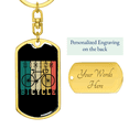 thumbnail image 3 of Riding Bicycle Cycling Stainless Steel or 18k Gold Premium Swivel Dog Tag Keychain, 3 of 10