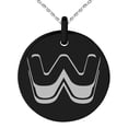 thumbnail image 1 of Stainless Steel Letter W Initial 3D Monogram Engraved Small Medallion Circle Charm Pendant Necklace, 1 of 1