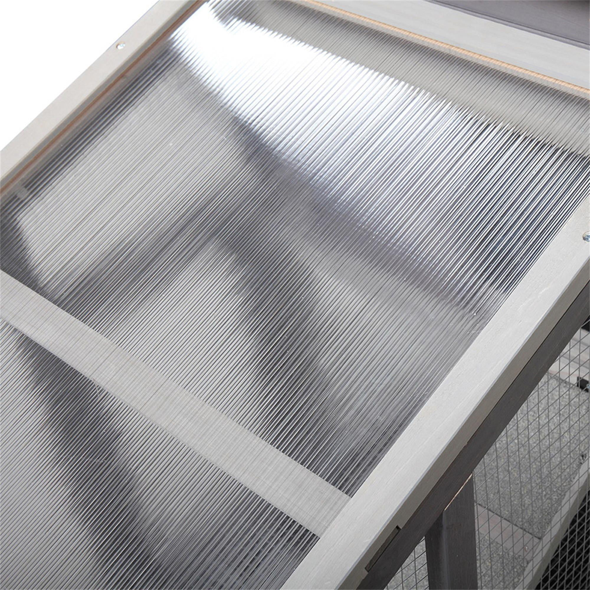 resenkos 56" Rabbit Hutch Outdoor, Indoor Rabbit Cage with Tray, Wood Bunny House, 2-Story Chicken Coops with Run, Gray