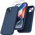 thumbnail image 1 of FANZC-Compatible with iPhone 14 Case, with 2 x Screen Protector Liquid Silicone Gel Rubber Cover [Full Body] Shockproof Protective Phone Case for iPhone 14-Storm Blue, 1 of 4