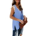 thumbnail image 2 of Womens Tank Tops V Neck Lace Side Split Summer Sleeveless Tops, 2 of 5