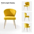 thumbnail image 6 of Modern Velvet Accent Chair Upholstered Small Vanity Chair Bedroom Living Room Yellow, 6 of 11