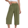 thumbnail image 2 of ATOYSOY Womens Smocked Waist Culottes Elastic High Waist Cropped Wide Leg Pants Casual Summer Capris For Beach And Vacation, 2 of 7