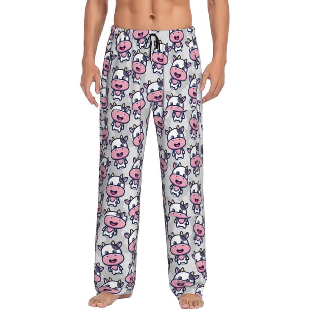 Balery Baby Cow Pantalones de pijama para hombre, pijama ultraligero, pantalón de descanso-Large