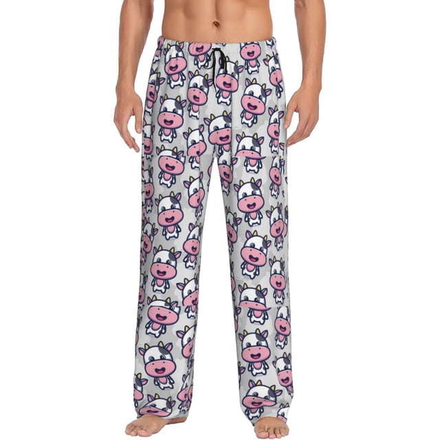 Balery Baby Cow Pantalones de pijama para hombre, pijama ultraligero, pantalón de descanso-X-Large