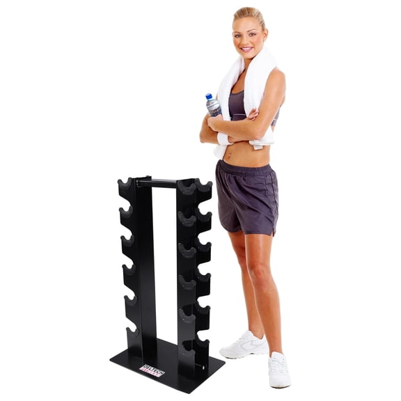Vertical Dumbbell Rack 6 Pair - Space Saving Steel Dumbbell Holder - Heavy Duty Weight Rack for Home Gym - Fits 10-30lb Dumbbells