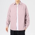 thumbnail image 2 of safuny Men's Workout Solid Color Pullover Long Sleeve Tops Pockets Turn Down Collar Sweatshirts Button Casual Shackets Loose Business Shirts Big&Tall Fashion Pink XL, 2 of 6