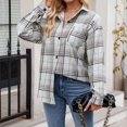 thumbnail image 6 of Huesdet Women's Classic-Fit Long-Sleeve Lightweight Plaid Flannel Shirt -Multi Colors White,M, 6 of 9