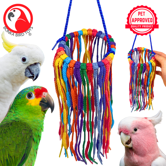 Bonka Bird Toys 51213 Large Aglet Heaven Chew Tug Pull Preen Parrot Cage Toy Pet