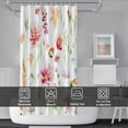thumbnail image 6 of Spring Shower Curtain, Red and Green Floral Shower Curtain for Bathroom Waterproof Watercolor Botanical Shower Curtain Set with Hooks, 72x84 Inch, 6 of 6