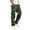 Army Green, variant on Mens Street Leisure Cargo Trousers - Patchwork Ribbon Design - Woven Material, Four Pockets - Elastic Waist, Standard Fit - Casual/Beach/Sport Occasions