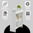 thumbnail image 4 of WYDK Side End Table with Drink Holders, Storage Shelves, Magazine Holder, Narrow Slim Chair Couch Table, Nightstand, Bedside Table for Bedroom, Living Room, Office, White, 4 of 6