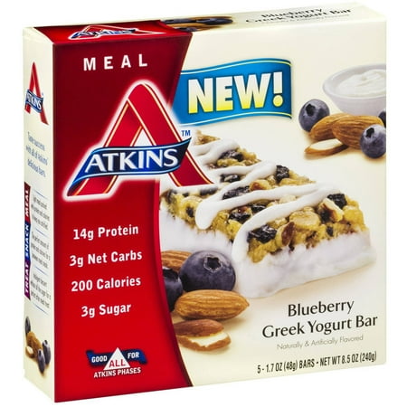 Atkins Blueberry Greek Yogurt Bar, 8.5 OZ (Pack of 6)