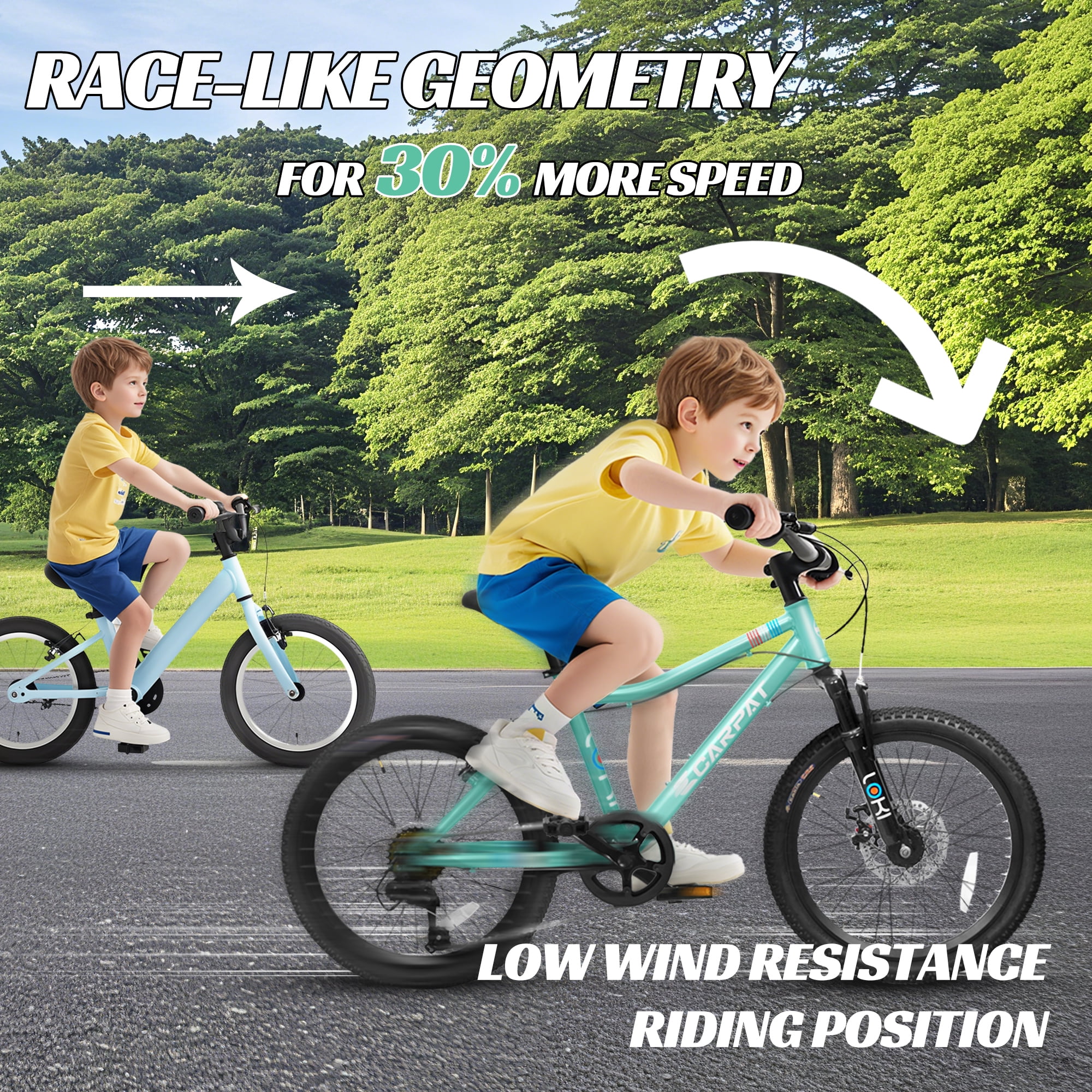 20 Inch Mountain Bike, 7 Speed ​​Steel Frame Suspension Fork Adventure Bicycle, Dual Brakes - Green