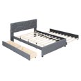 thumbnail image 5 of DreamBuck Full Size Upholstered Platform Bed with Trundle and Drawers, Wood Linen Fabric Platform Bed Frame with Brick Pattern Headboard, Full Bed Frame for Teens, Adults, No Box Spring Needed, Gray, 5 of 9