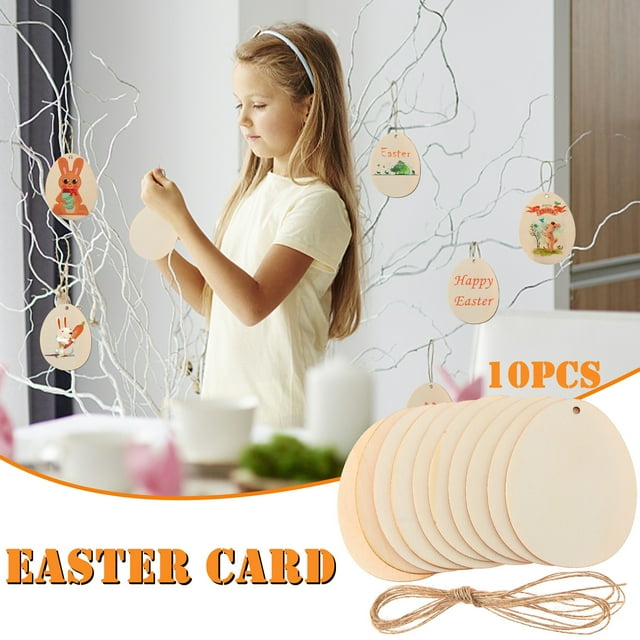 DIY Wooden Blocks with Twine Rope - 10 Natural Wood Pendants for Wedding Tags, Gift Tags, and Craft Projects