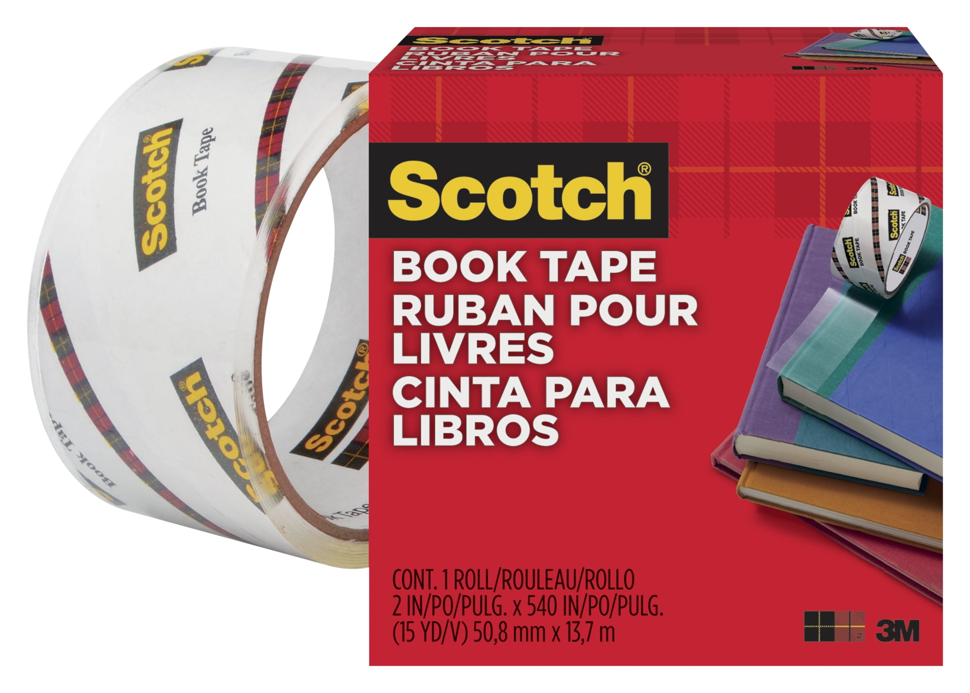 Scotch 845 Book Tape, 2 Inches x 15 Yards, 3 Inch Core, Crystal Clear