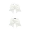thumbnail image 4 of Qarigey Banda para el cabello grande Bowknot Elástico Adornos de goma Ajustable Snag Free Ponytail Holder Bobbles Seamless Scrunchies White Blanco 2piezas, 4 of 6