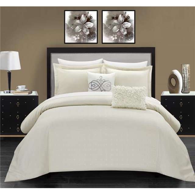 Hadley Comforter Set - Queen Size- Beige - 5 Piece
