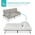 thumbnail image 5 of Best Choice Products Modern Linen Convertible Futon Sofa Bed w/ Removable Armrests, Metal Legs, Cupholders - Light Gray, 5 of 8