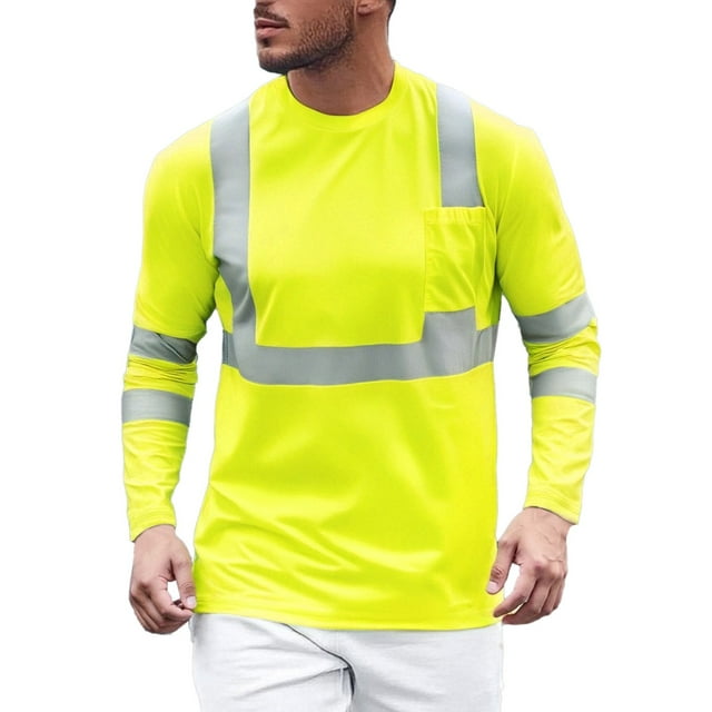 PMVFHDE Mens T Shirts Construction Breathable Absorbent Quick Dry Tooling Tee with Reflective