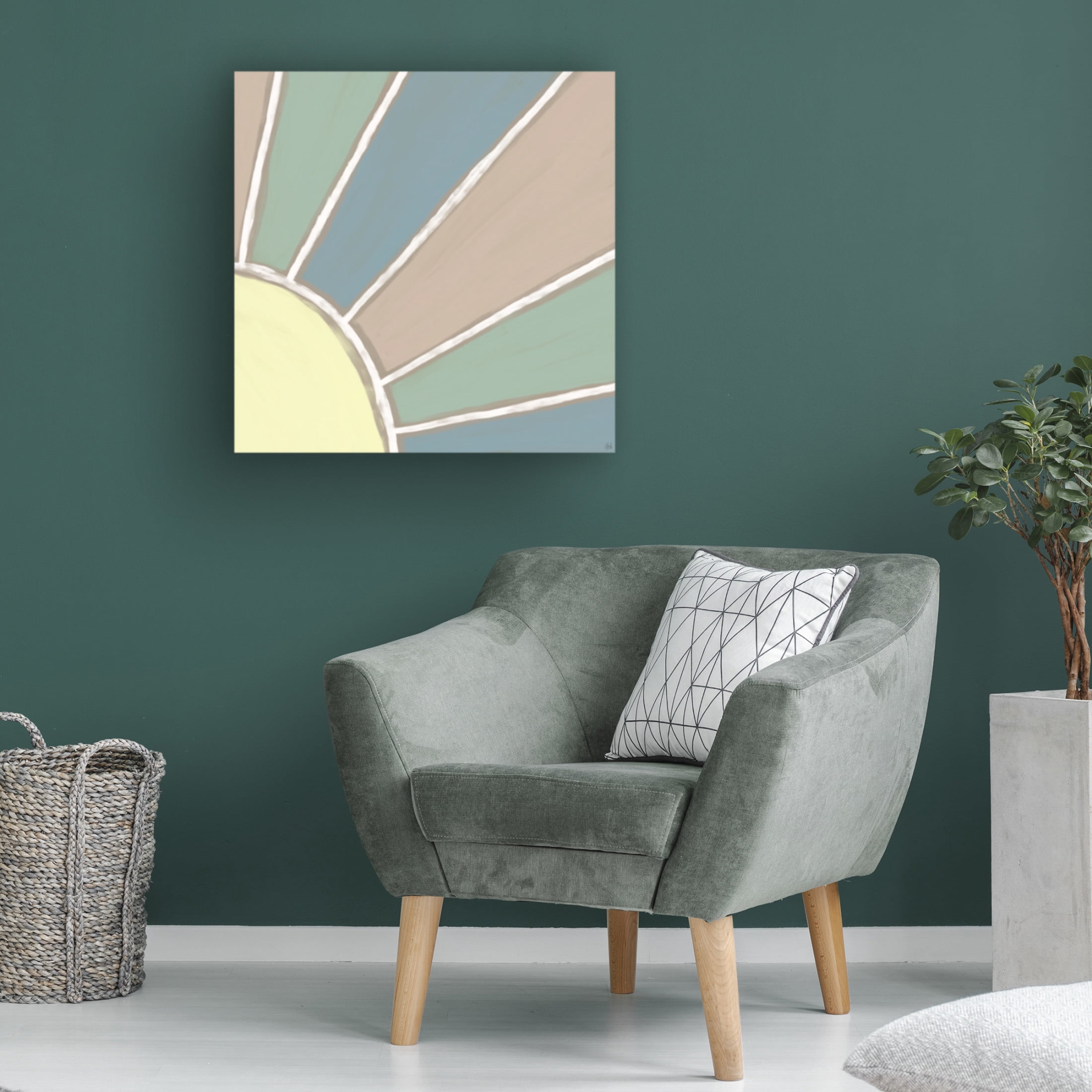 Canvas Wall Art - Line and Brush 'Rays' Wall Art for Living Room, Bedroom, or Office Décor by Trademark Fine Art - 14 x 14 Inches