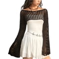thumbnail image 6 of Women’s Cropped Knit Shrug Top Lightweight Bell Sleeve Summer Cover-Up, Soft Breathable Cropped Cardigan Shrug for Casual & Beach, Cropped Shrug Women, 6 of 11