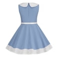 thumbnail image 4 of Mercatoo Kids Girls Swing Part𝘆 Dress Retro P𝐞ter Pan Doll Collar Wedding A Line Dress Summer Casual Skater Dress, 4 of 4