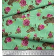 thumbnail image 2 of Soimoi Rayon Fabric Leaves & Austin Rose Floral Printed Craft Fabric by the Yard 42 Inch Wide, 2 of 3