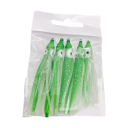 5Pcs Octopus Soft Baits Simulation with Luminous Effect Angling Seawater Fishing Soft Squid Skirt Lures for Outdoor Fishing