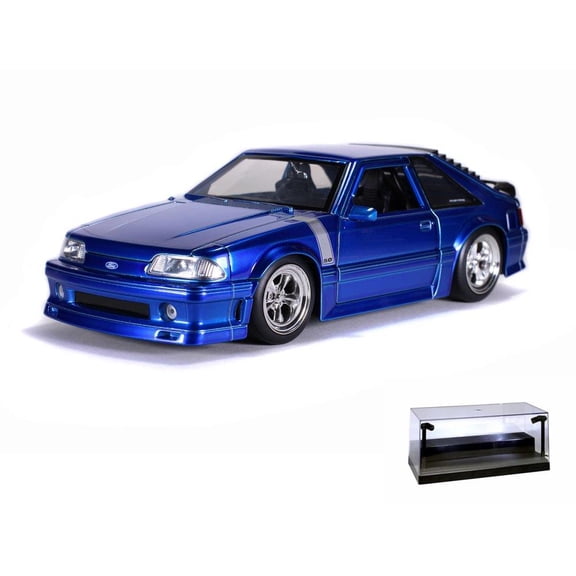 Diecast Car w/Display Case - 1989 Ford Mustang GT, Candy Blue - Jada Toys 31863/4 - 1/24 scale Diecast Model Toy Car