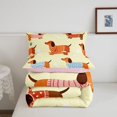 thumbnail image 5 of Homewish Kawaii Dachshund Twin Comforter Sets,Dog Paw Bone Prints Bedding Set,Yellow,Pink Reversible,2-Piece,1 Comforter and 1 Pillowcase, 5 of 7