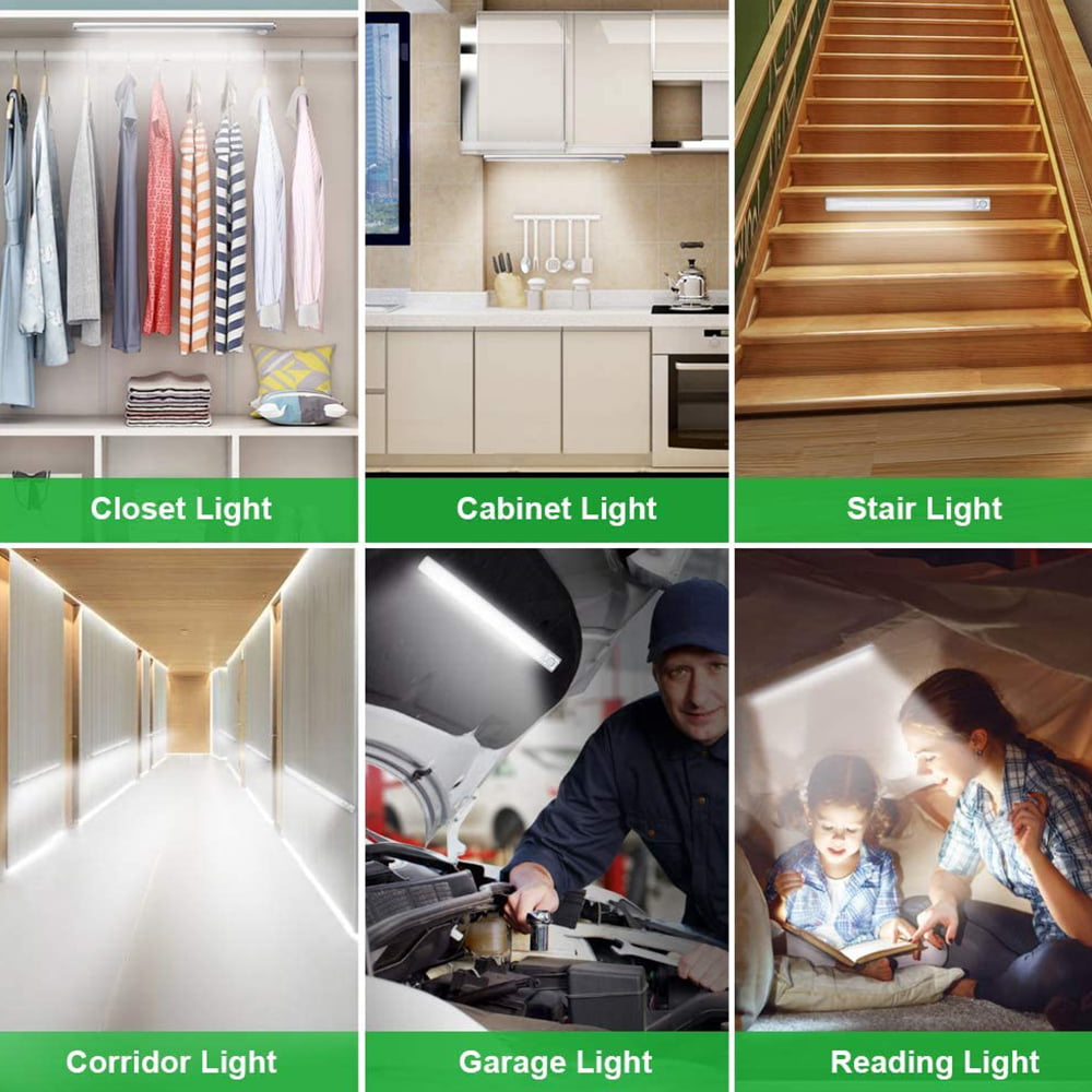 6PC/Set LED Night Puck Lights Motion Sensor Kitchen Cabinet Stairs Closet Lamps 