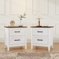 thumbnail image 2 of HOMCOM Ensemble de 2 Tables de Chevet Style Ferme, Tables de Chevet avec 2 Tiroirs, Blanc, 2 of 10