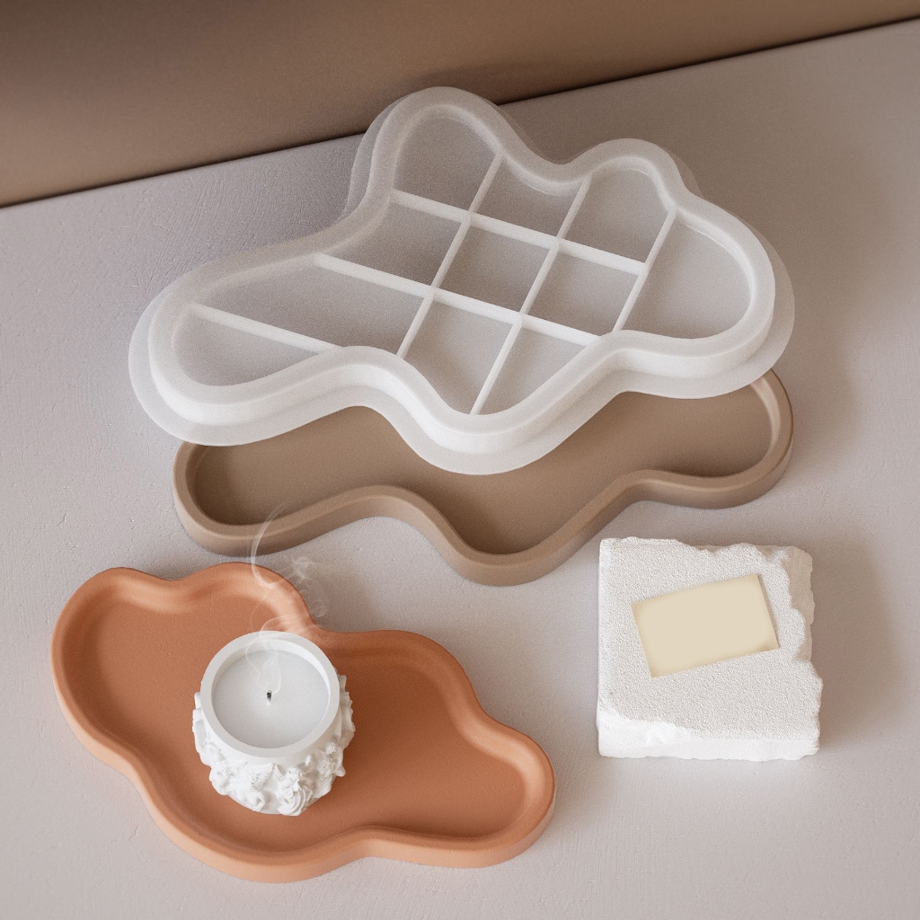 WINDLAND Stylish Resin and Concrete Tray Making with Sturdy Silicone Oval Molds
