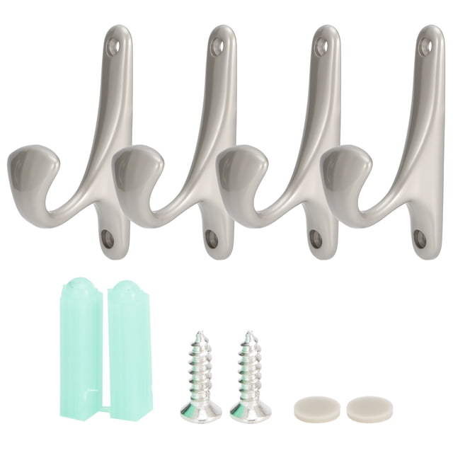 Juego de 4 ganchos para ropa de aleación de zinc para colgar en la pared, para toallas, sombreros, abrigos, organizador para el hogar (SPN0001 Cromo perlado)
