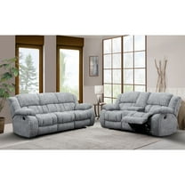 STONIC GREY 5-Seat Reclining Sofa & Loveseat Set | 100% Polyester Microfiber Fabric | Transitional Style | Oversized Padded Arms | Smooth Gliding Motion | Living Room Furniture | Viet Nam Origin