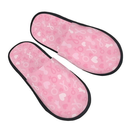 

Ocsxa Mens Womens Cozy Memory Foam Scuff Slippers Slip On Warm House Shoes Indoor/Outdoor-Breast Cancer Awareness